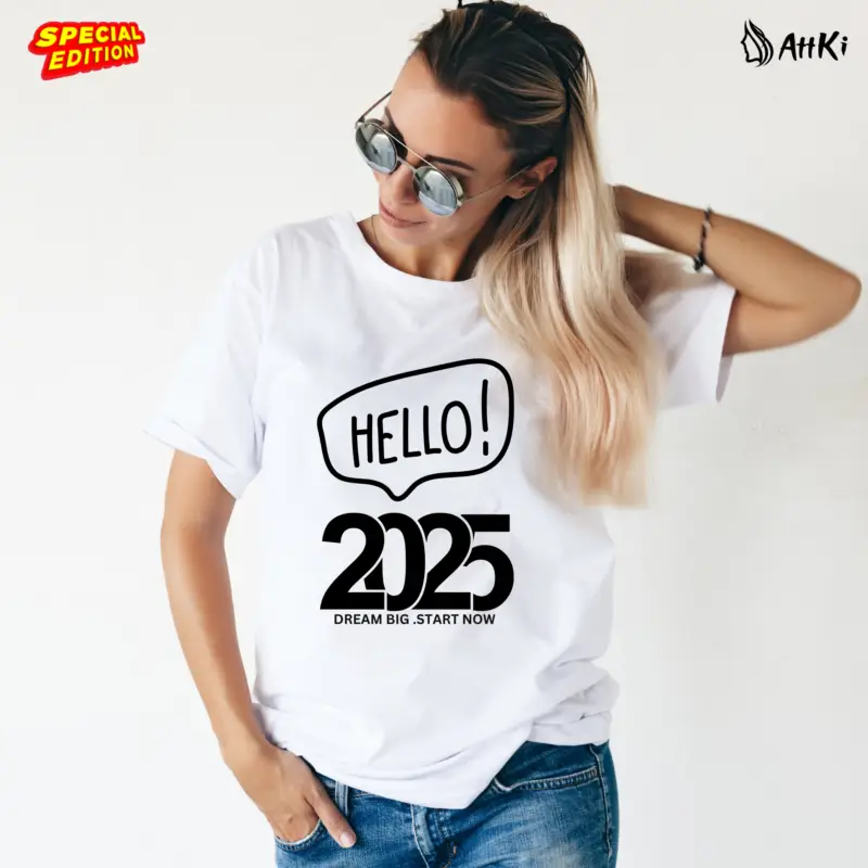 Hello 2025-Premium-Cotton-T-Shirt-for-Men&Women-white